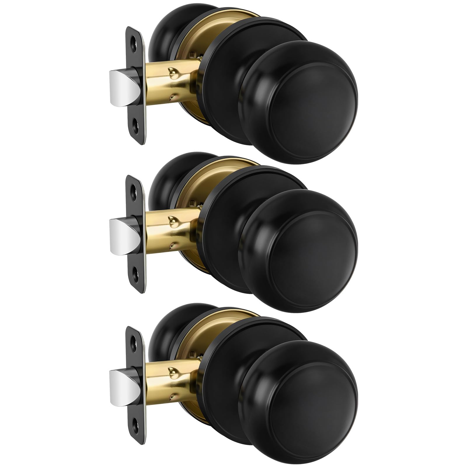 Haidms 6 Pack Matte Black Door Knobs Interior Privacy, Black Interior Door Knobs for Bedroom or Bathroom Classic Round Doorknobs Hardware — Amazon image 22