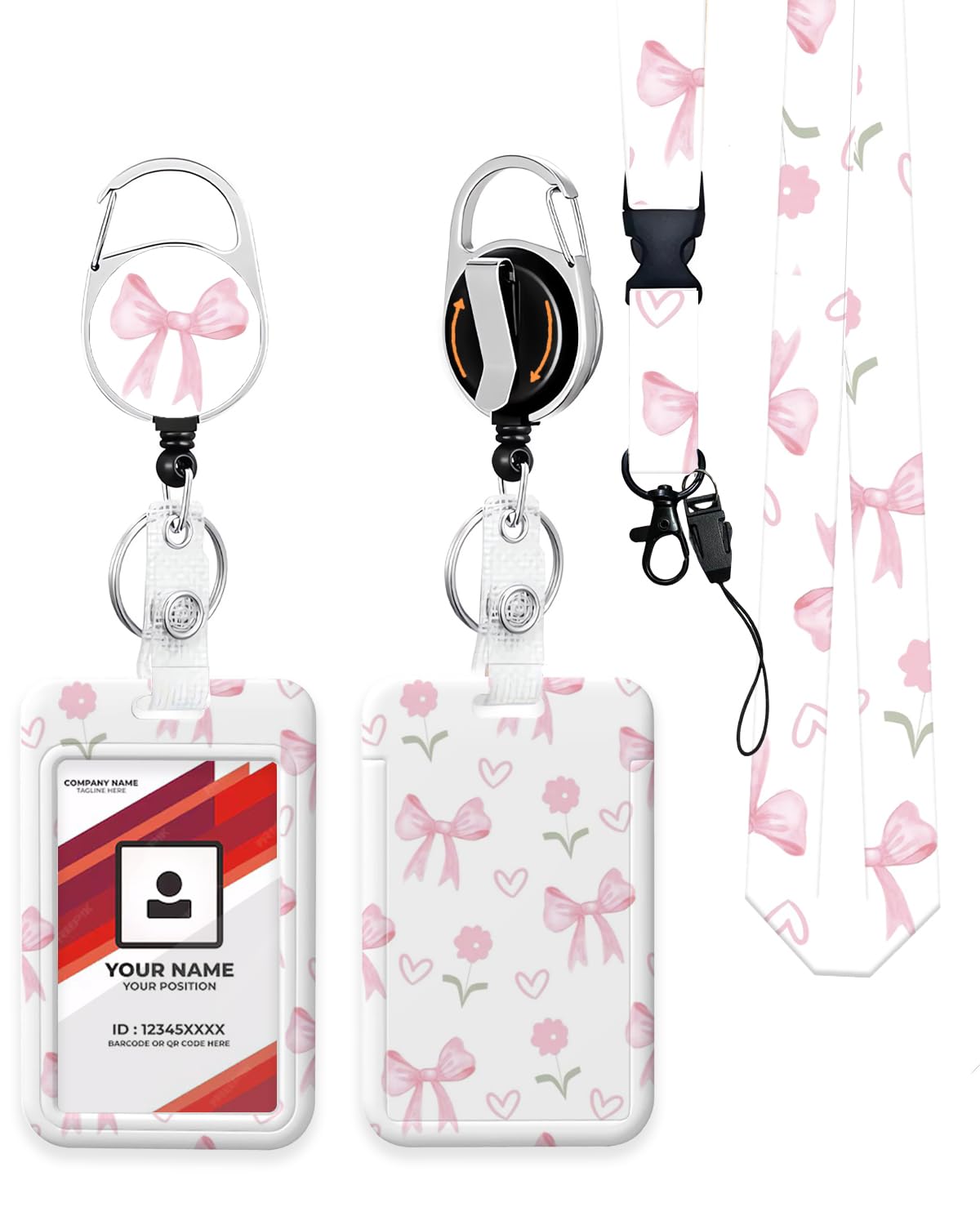 LOPIOIO ID Badge Holder with Retractable Badge Reel Clip, Detachable Lanyards for ID Badges, Vertical ID Card Holder for Women, Men, Nurses, Doctors,