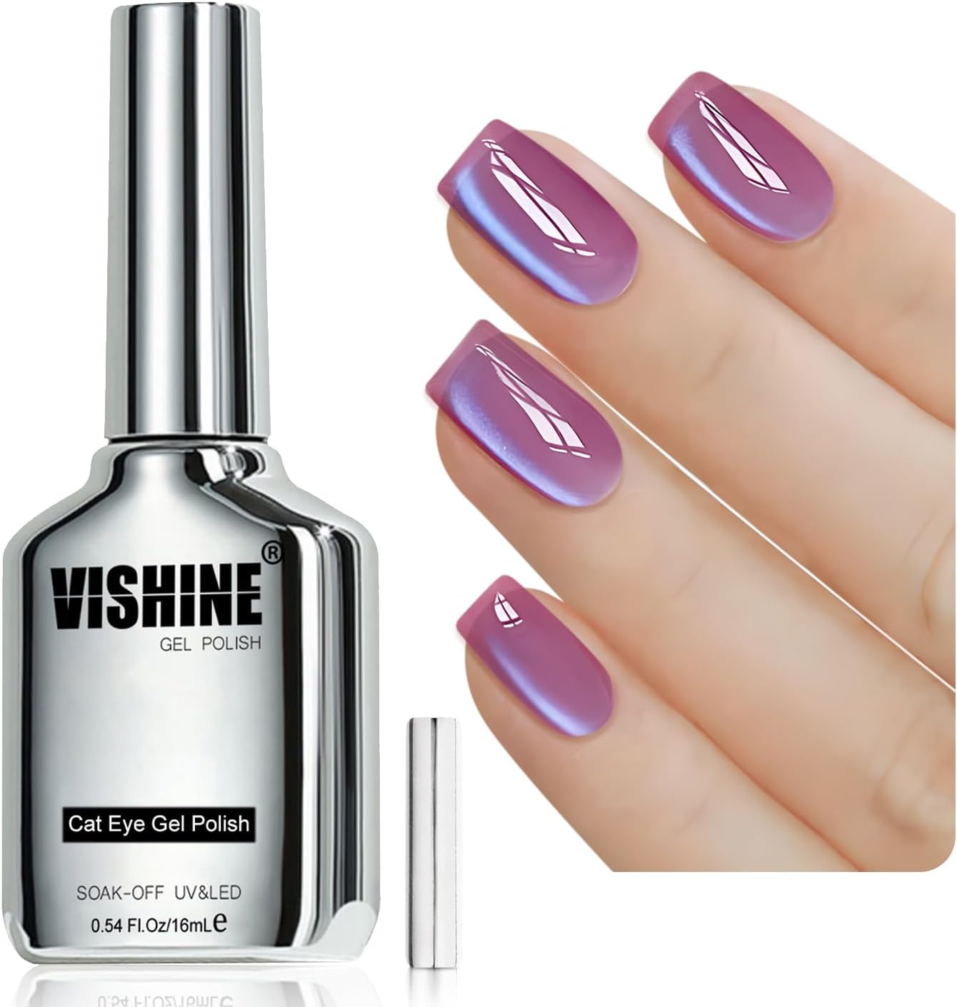 Vishine Ice Glass Cat Eye Gel Polish Holographic Glitter Shimmer Translucent Sheer Color with Magnet Salon Soak Off Nail Art (Lavender Haze #408) Vishine Ice Glass Cat Eye Gel Polish Holographic Glitter Shimmer Translucent Sheer Color with Magnet Salon Soak Off Nail Art (Lavender Haze #408)