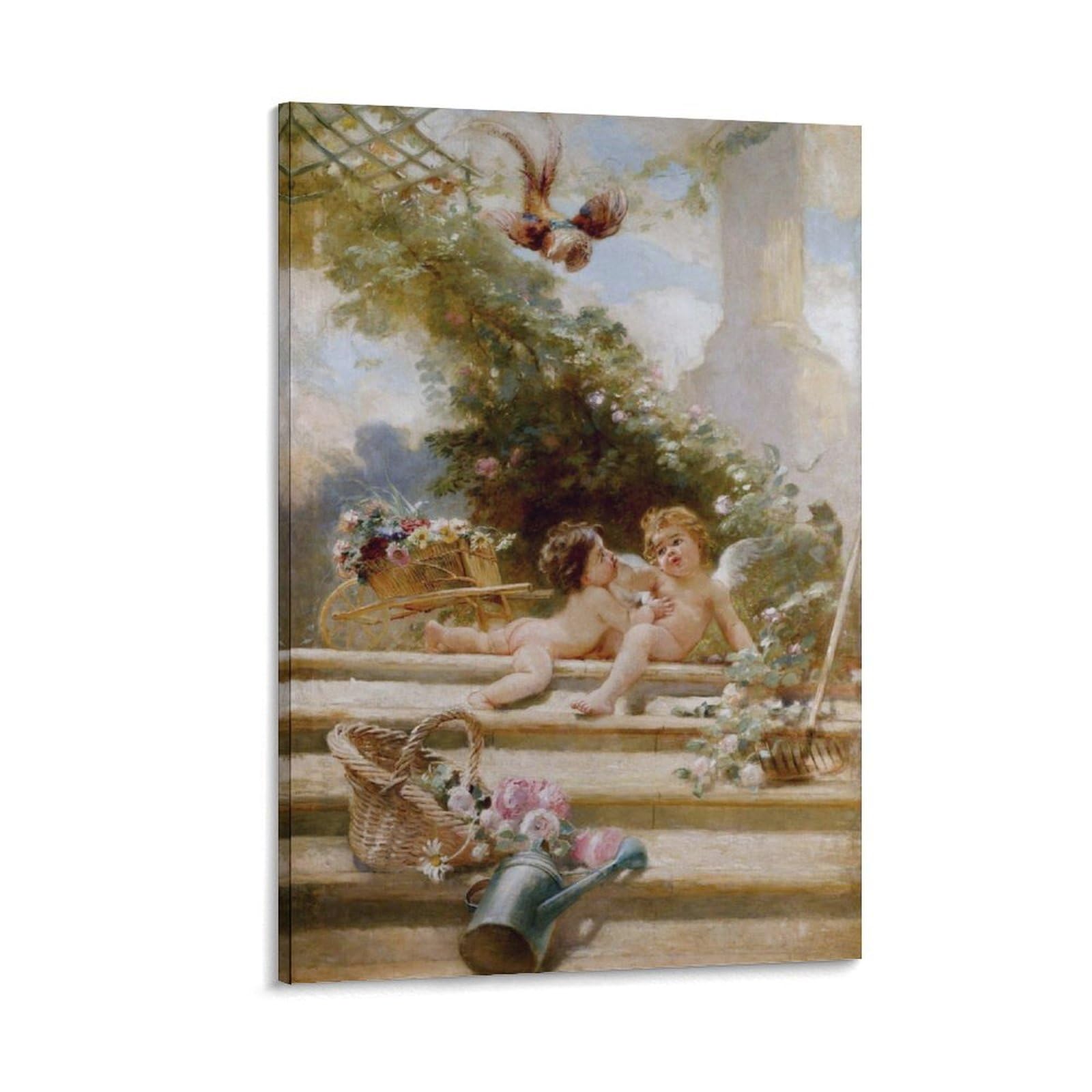 GEBSKI Cupid Gardeners ​poster Famous Oil Painting Posters Canvas Painting Posters And Prints Wall Art Pictures for Living Room Bedroom Decor 20x30inch(50x75cm) Frame-style