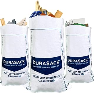 DURASACK Heavy Duty Contractor Bag, 40-Gallon Reusable White Woven Polypropylene Construction Demo Contractor Clean-Up Bag, Pack of 20