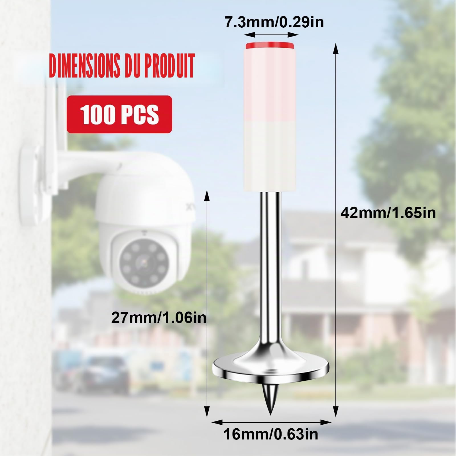 100 Pièces Mini Clou pour Pistolet à Clou, Cloueur Beton, 7.3mm Clou Beton, Clous Ronds en Acier pour Plafonds, Murs, Plaques D'Acier, Planches de Bois