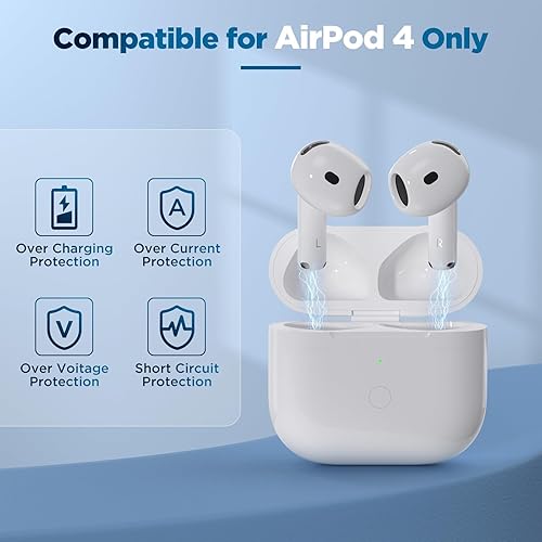 Miniatura 5 de Funda de carga inalámbrica para AirPods 4 Gen, compatible con AirPods 4 (puerto USB-C) de repuesto, batería integrada de 660 mAh con botón de