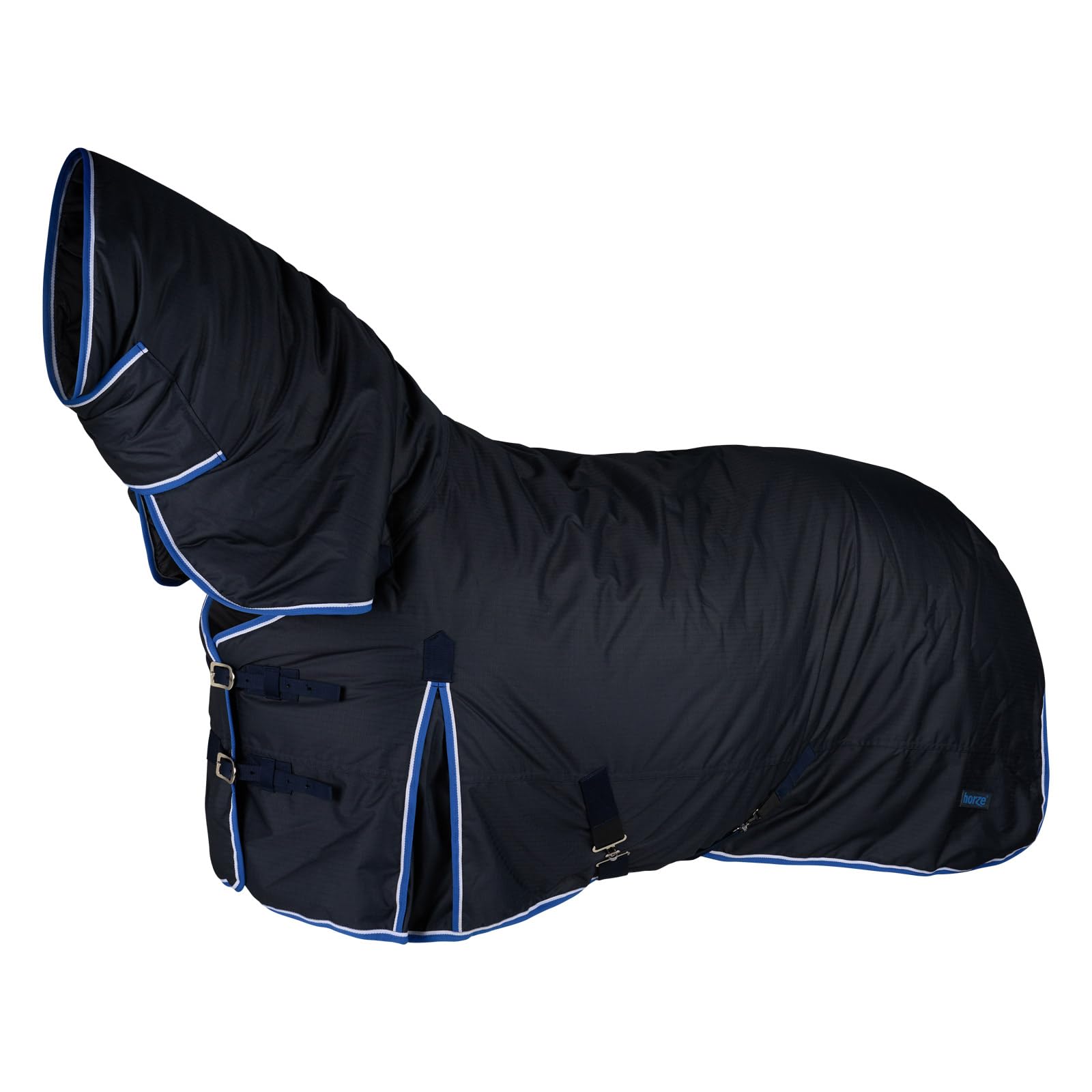 HORZE Glasgow Medium Weight Waterproof Combo Turnout Winter Horse Blanket with Neck Cover (150g Fill) - Dark Blue - 66 in