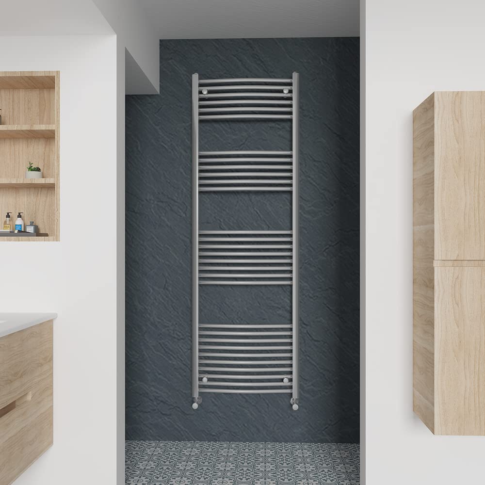 Warmehaus Curved Heated Towel Rail Chrome Bathroom Ladder Style Radiator Central Heating 1800X600mm