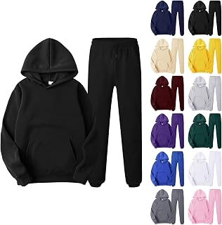 Teen Boys Sweatsuits Long Sleeve Hoodies Trousers Solid Color 2 Piece Tracksuits Junior Back to School Outfit Set