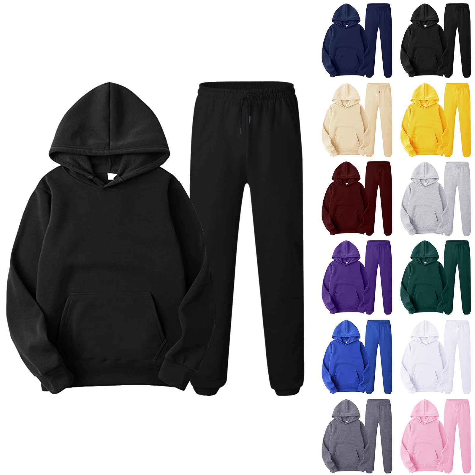Tuta Uomo Completa Invernale Tute da Ginnastica, Felpa con Cappuccio E Jogging Pantaloni 2 Pezzi Completo Abbigliamento Completa in Cotone Completo Running Uomo Palestra Leggera Completo con Tasche