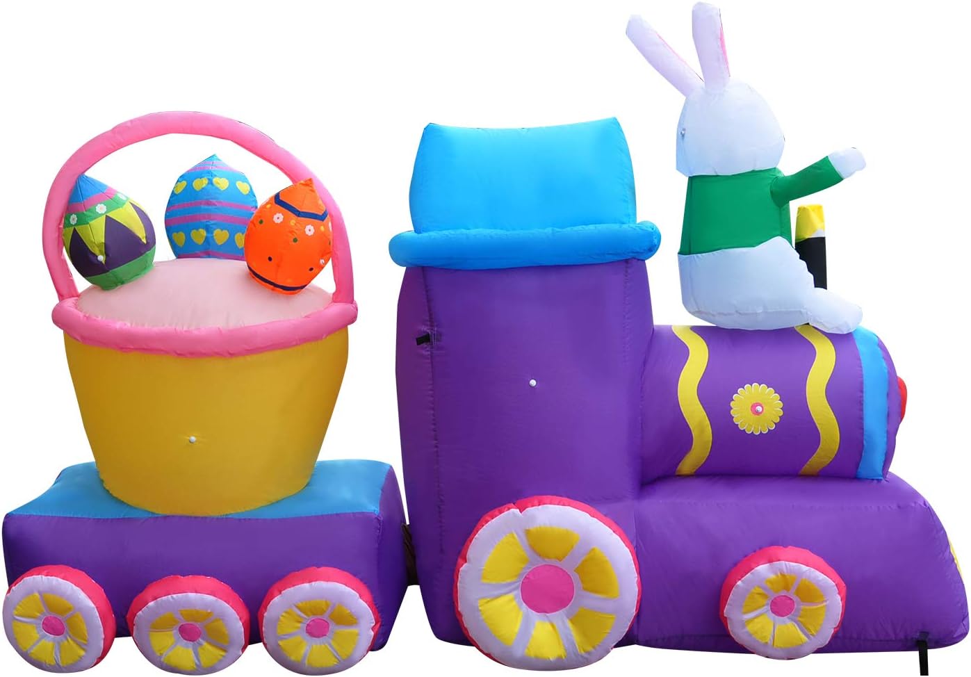 SEASONBLOW 7 FT Inflatable Easter Train with Bunny Basket Colorful Eggs Decorations for Yard Garden Lawn Indoors Outdoors Home Holiday : Patio, Lawn & Garden
