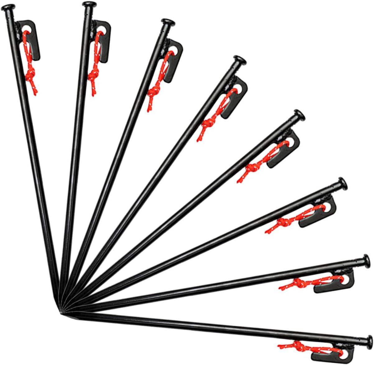 Veemoon Heavy Duty Iron Tent Stakes Set 8pcs 30cm Black Camping Tent Fixing Pegs with Storage Bag for Outdoor Shelter Windproof Anchors