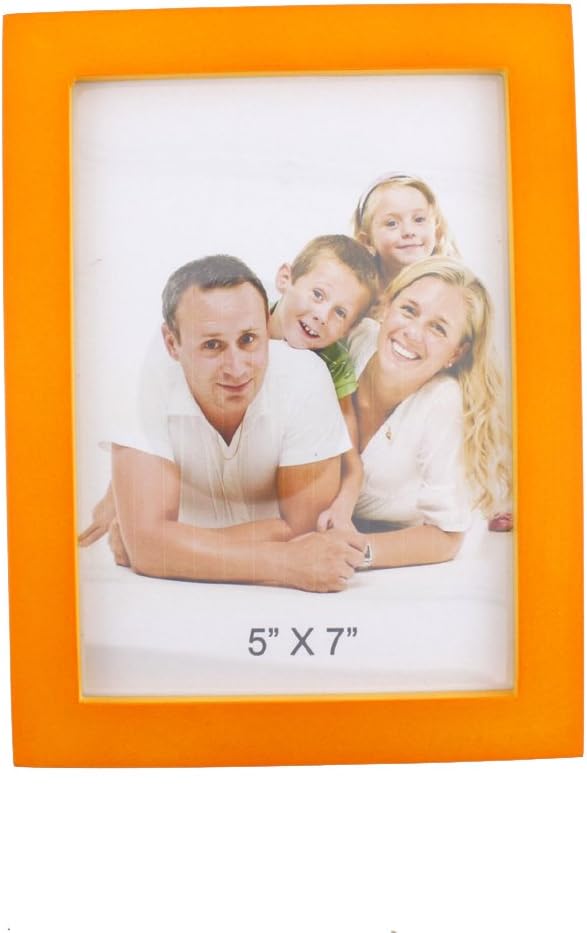Zhenzan Frames Classic Rectangular Wood Desktop Family Picture Photo Frame with Glass Front (Orange, 5x7)