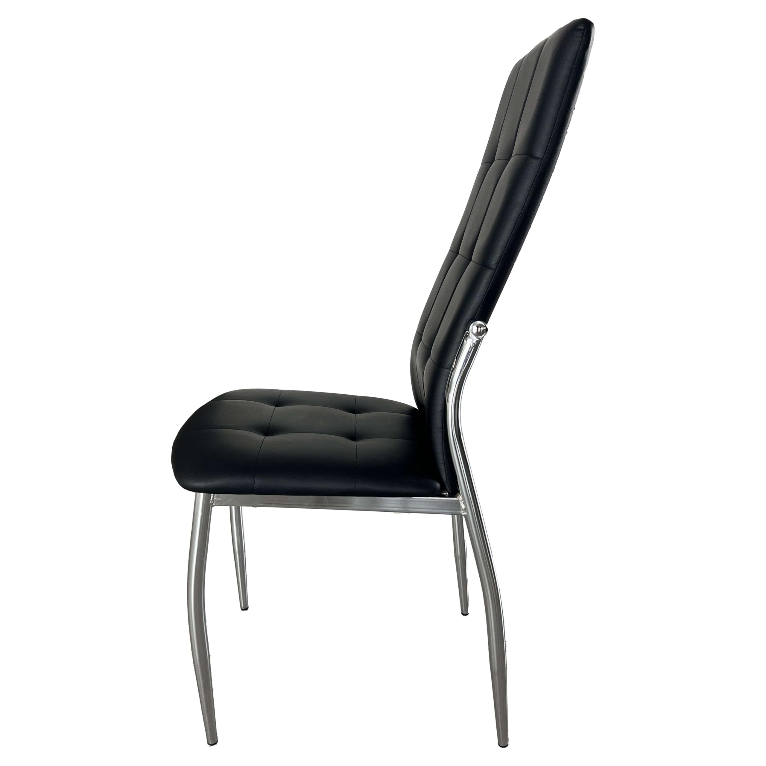 Miroytengo Pack de 4 Sillas de Comedor Salón Laci, Polipiel Cromadas Negro 45x101x51 cm