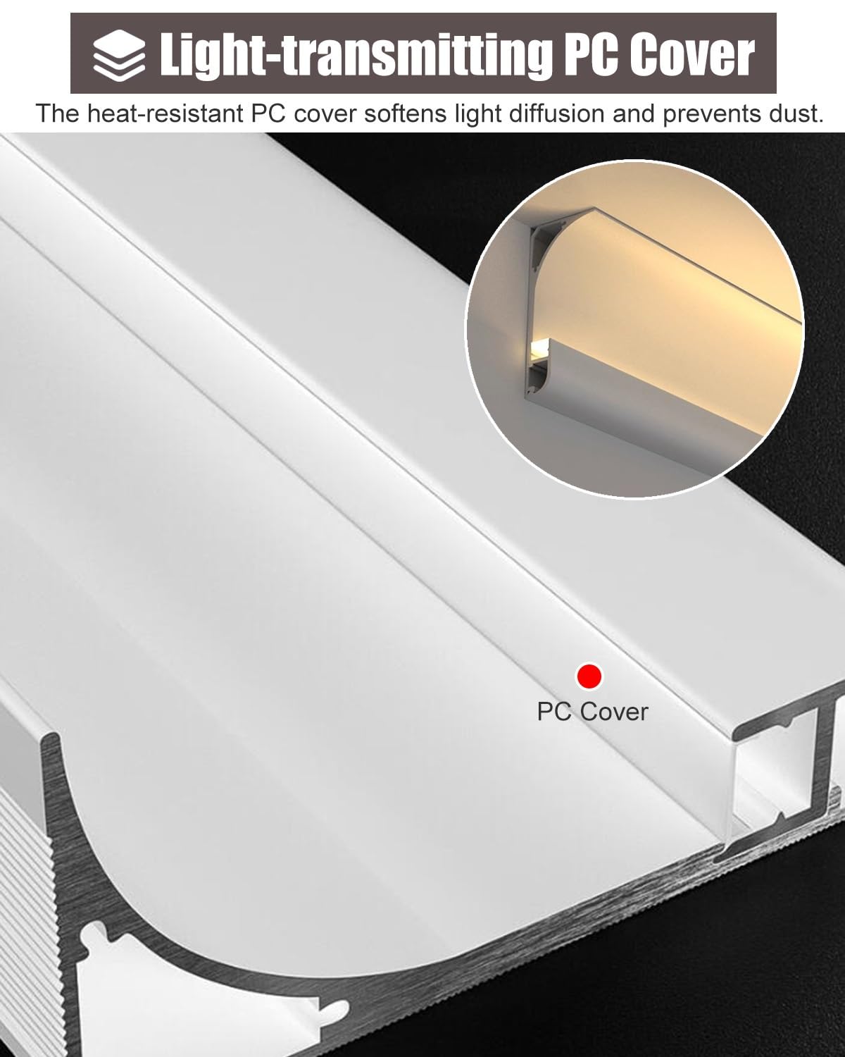 Canal de iluminación indirecta LED, perfil de aluminio para montaje en superficie, diseño de montaje en pared para sala de estar y pasillo