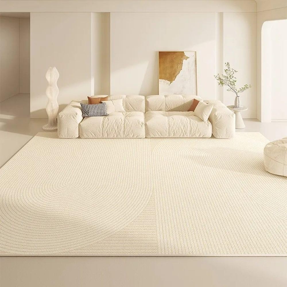 Tapis doux pour chambre et salon beige à rayures isolant SY2217