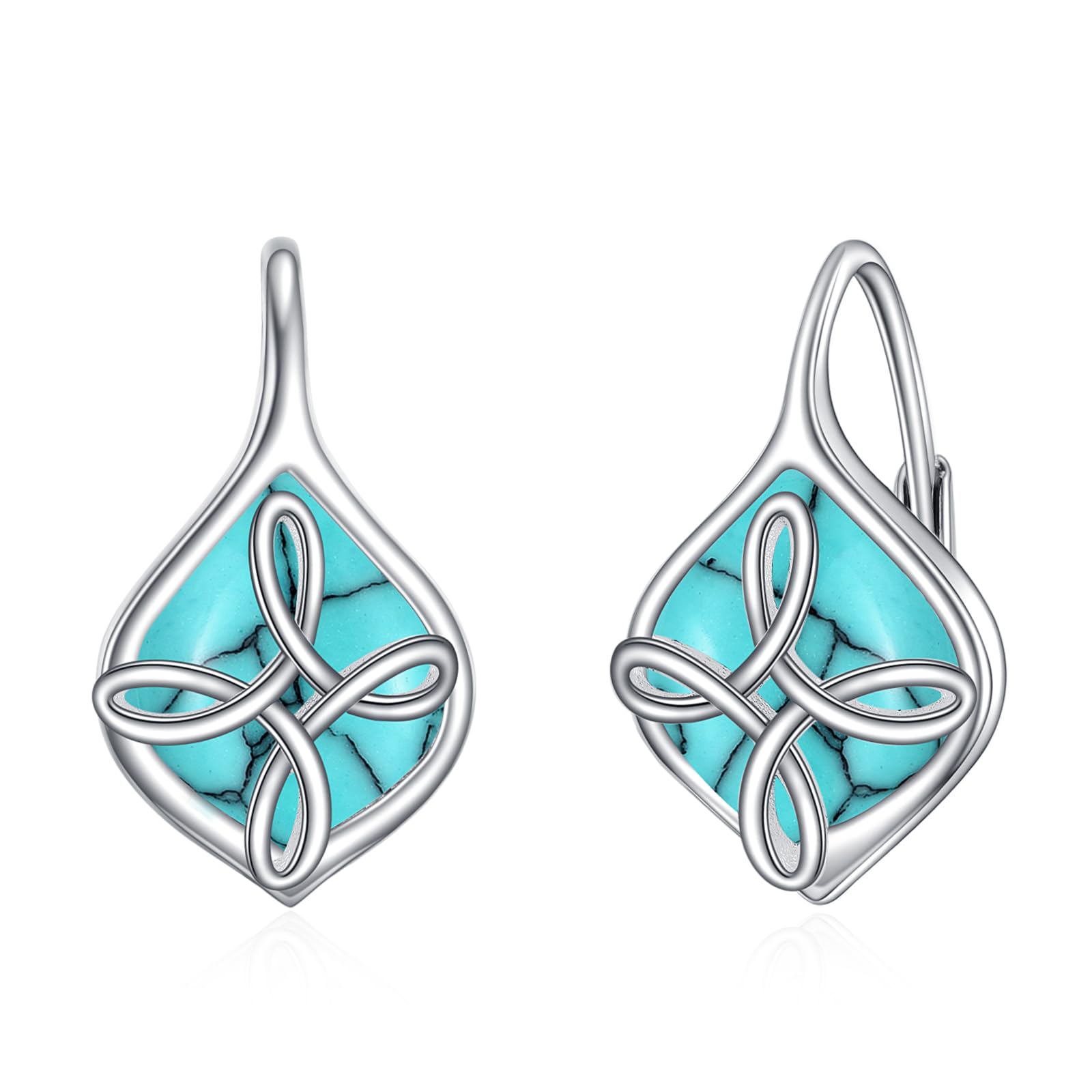 Boucles d'oreilles nœud celtique argent 925 turquoise - 8
