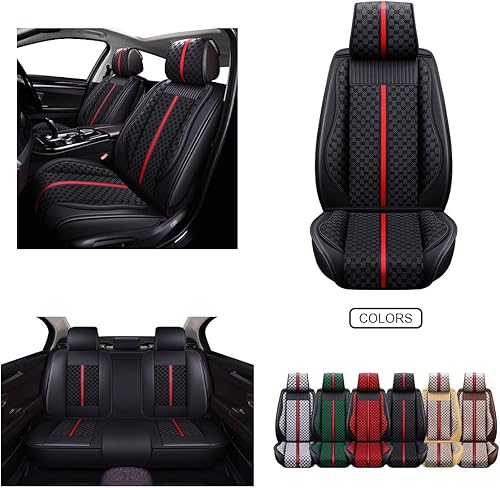 Fundas OASIS AUTO de cuero y tela, cubierta acojinada de cuero sintético para autos, SUV y camionetas, ajuste universal, accesorios para interior de