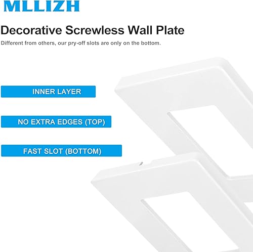 Miniatura 2 de MLLIZH Placas decorativas de pared sin tornillos, tamaño estándar, cubierta frontal termoplástica irrompible para interruptor de toma de receptáculo