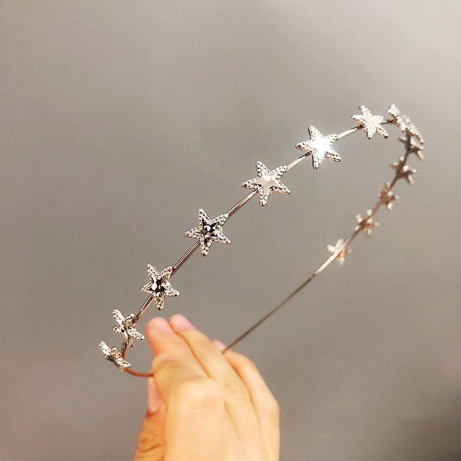 Diademas para mujer,cintas para el pelo, Diadema fina de estrella de cinco puntas europea y americana, diadema de mujer dulce, accesorios for el cabello de aleación, estrella plateada de cinco puntas