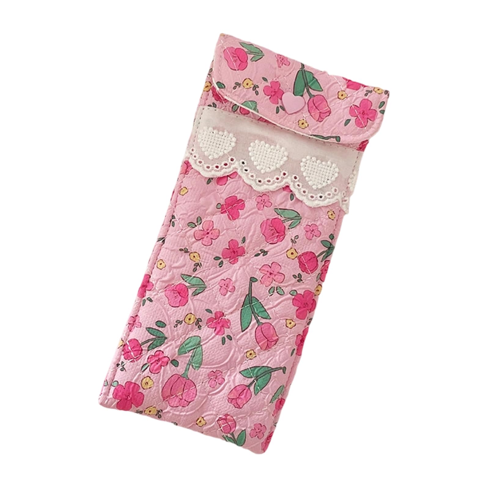 Jazuaiao Delicate Cotton Glasses Bag with Elegant Prints Her Sturdy and Practical Small Cosmetic Storage Bag