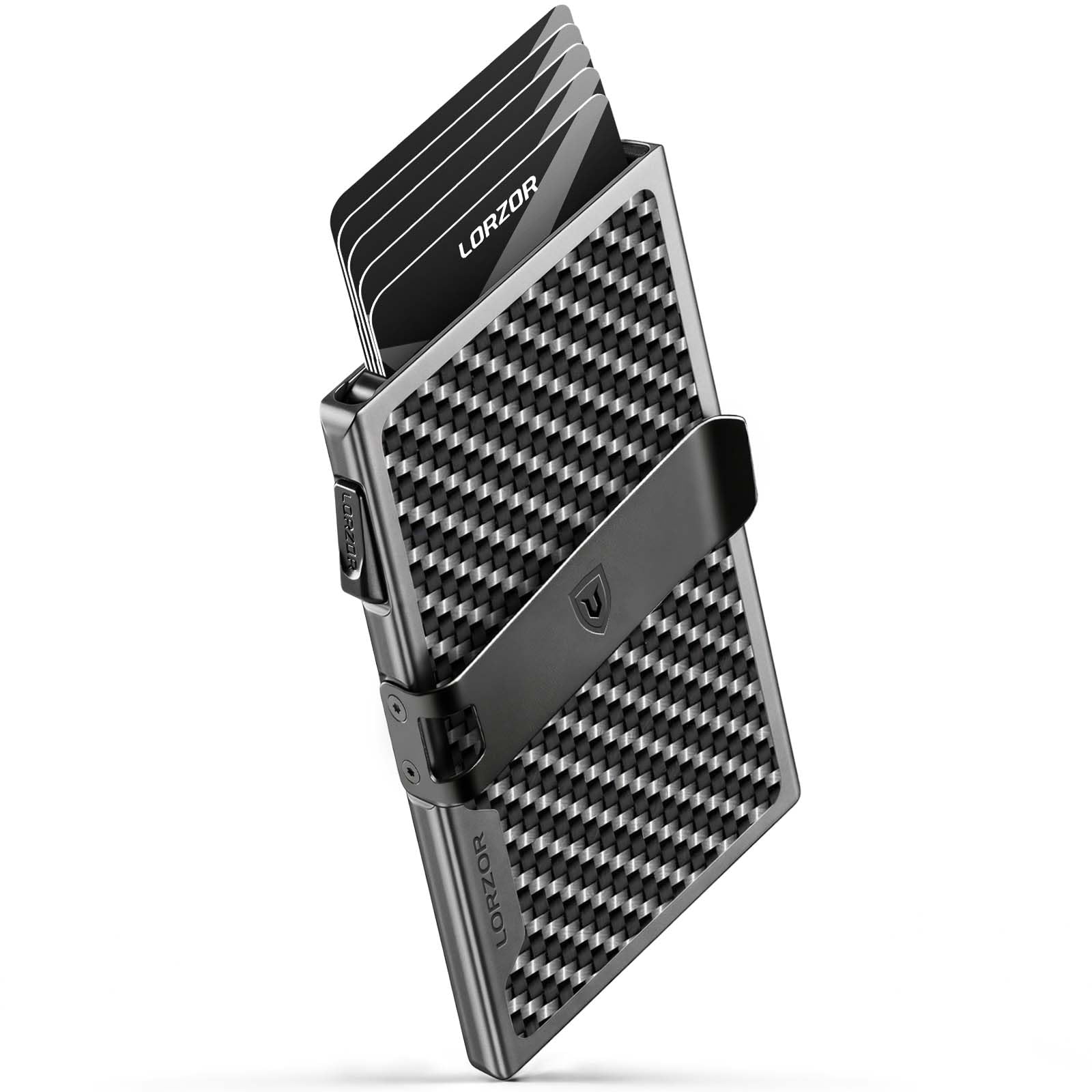LORZOR Slim Wallet aus Militär-Kohlenstofffaser, Minimalistische Geldbörse mit abnehmbarem Geldclip, Kartenetui Herren rfid schutz Portmonee, Brieftasche Herren kreditkartenetui für 7 Karten, Geschenk