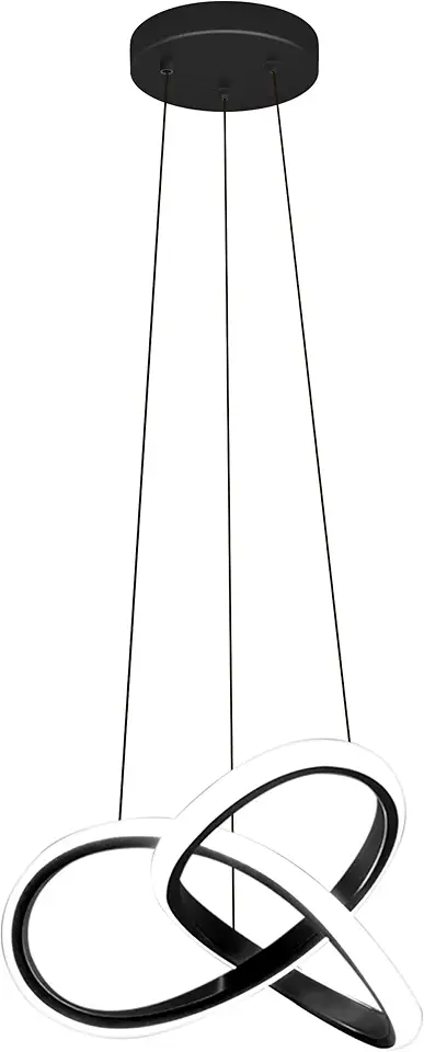 Luminária Pendente De LED Moderna Preta, Luminária Pendente De Temperatura Tricolor Com Anel Irregular, 3000K-6000K