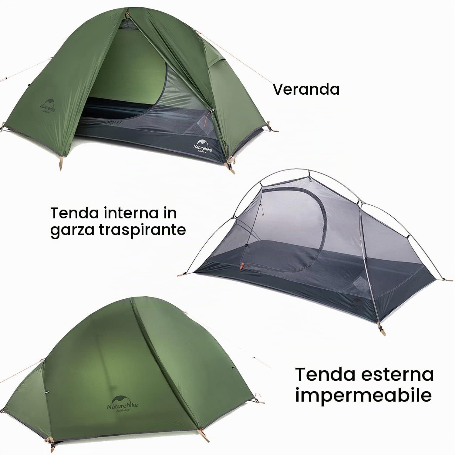 Naturehike tenda da campeggio 1 posto,Ultraleggera doppio strato prevenire la condensa,Leggera trekking,Impermeabile per esterno,Facile da Installare per attività all'aperto,Festival