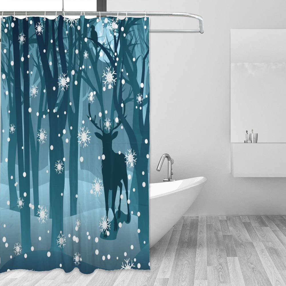 Rideau de douche imperméable forêt pour transformer votre salle de bain en spa scandinave