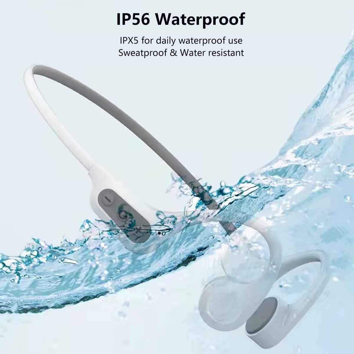 Vero Auricolari Sportivi Senza Fili Conduzione Ossea Cuffie Bluetooth Wireless Impermeabili IP56, Orecchio Aperto Auricolare Stereo, Leggero Cuffie da Corsa Senza Fili Cancellazione del Rumore White