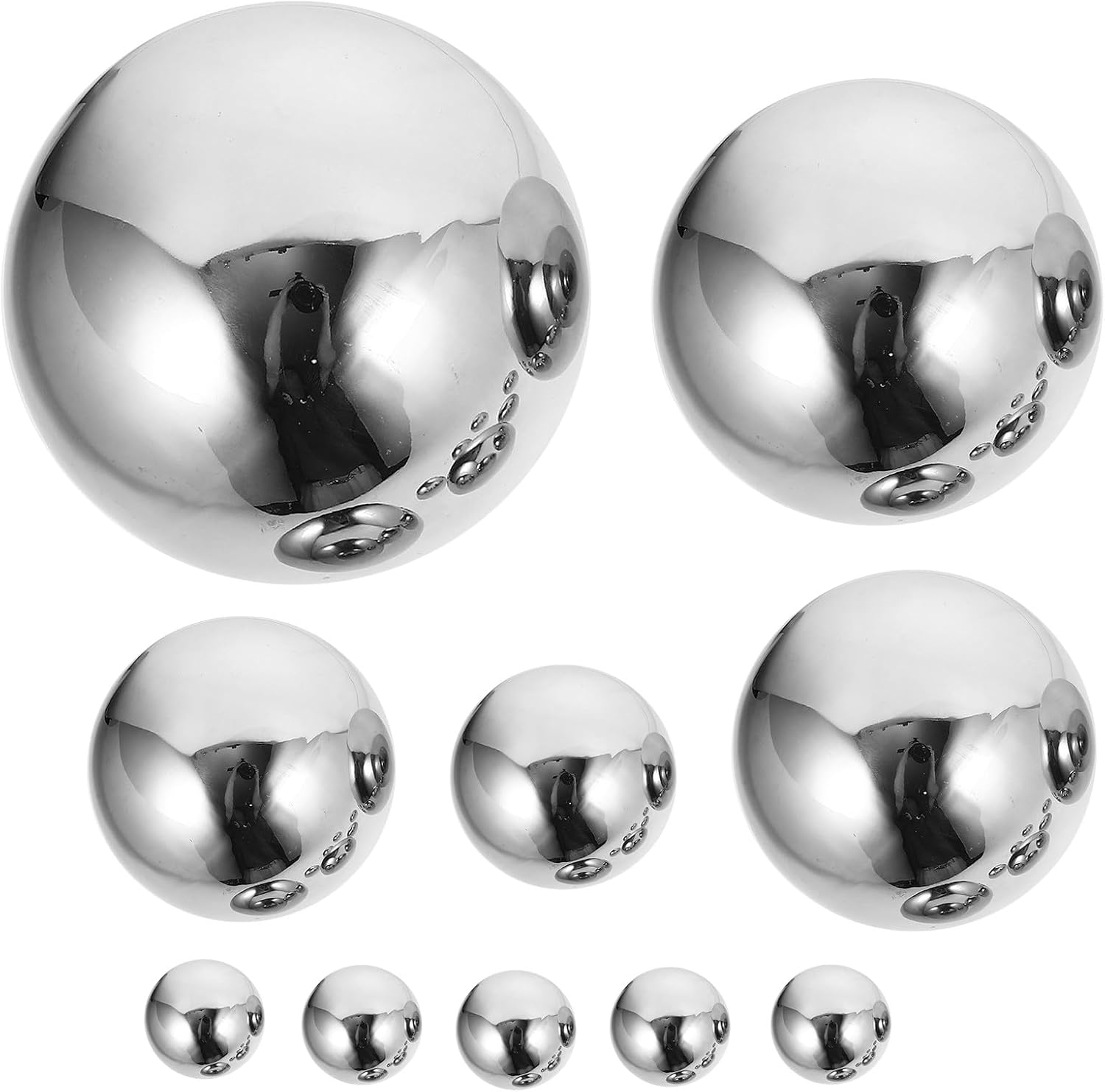 Toyvian 10pcs Stainless Steel Gazing Spheres Reflective Garden Mirror Balls Hollow Polished Outdoor Floating Pond Decor for Lawn and Home Landscaping