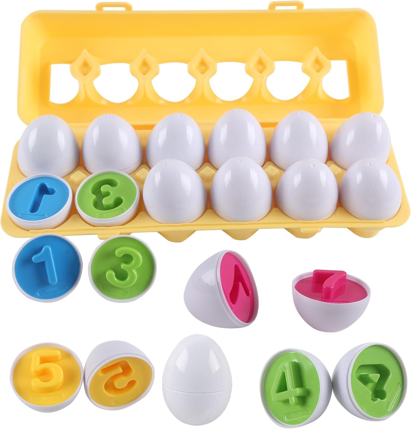 12pcs Regali di Pasqua per Bambini Uova Abbinate Giocattoli Riconoscimento Colori e Numeri Giocattoli Montessori Educativi per 1 2 3 4 Anni Ragazzi Ragazze
