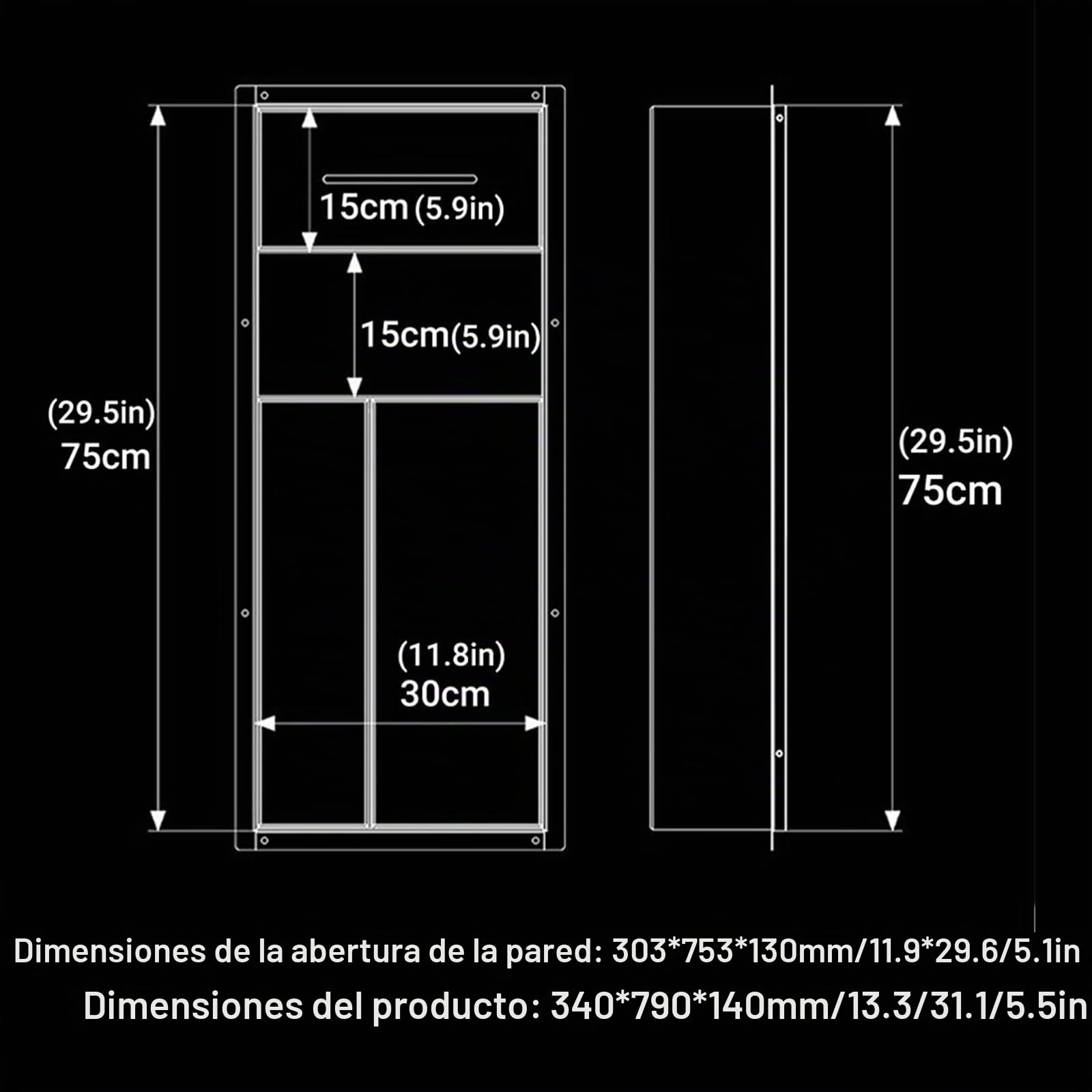 Portarrollos de Papel higiénico Empotrado con Papelera/portaescobillas, nicho de Pared para baño 4 en 1 de Acero Inoxidable 304 Apto para Azulejos, nicho de Ducha Empotrado