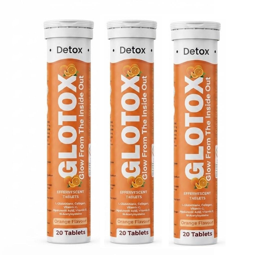 GLOTOX L Glutathione 500 mg Effervescent Tablets | Collagen 500 mg | Vitamin C | Hyaluronic Acid | Vitamin E | NAC | Orange Flavour | Dietary Supplement | 20 Tablets Each Pack of 2 — Amazon image 9
