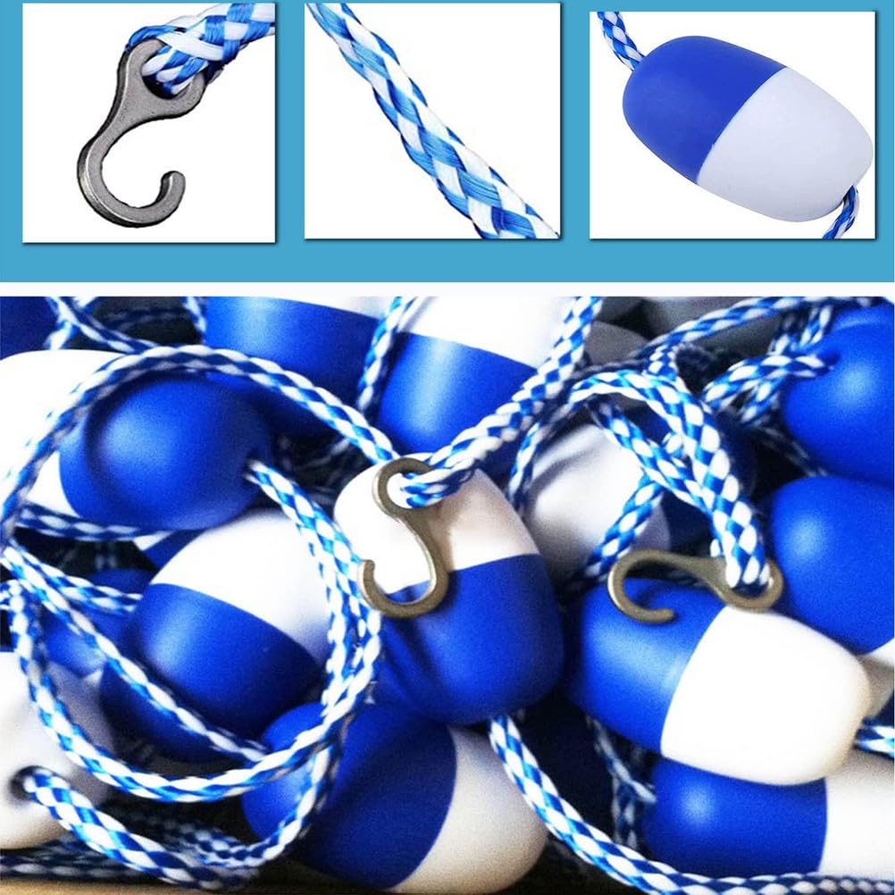 Kit di corda e galleggiante per piscina, divisore di sicurezza con design a linea di corsia, per spiagge, accessori resistenti per piscina da 3 m, per una maggiore sicurezza in acqua