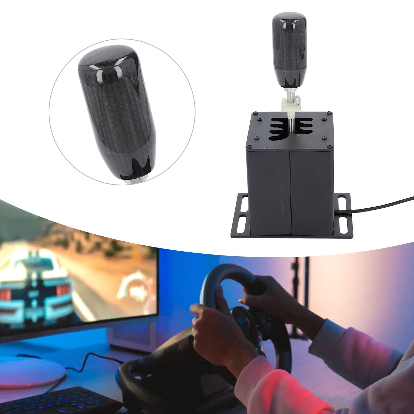 Asixxsix Cambio Simulatore Gioco di Corse, Kit Cambio 6+R H, Simulatore Cambio USB Gioco di Corse per PC, Compatibile con G27, G29 e T300, Volante Gearshift per PC Windows