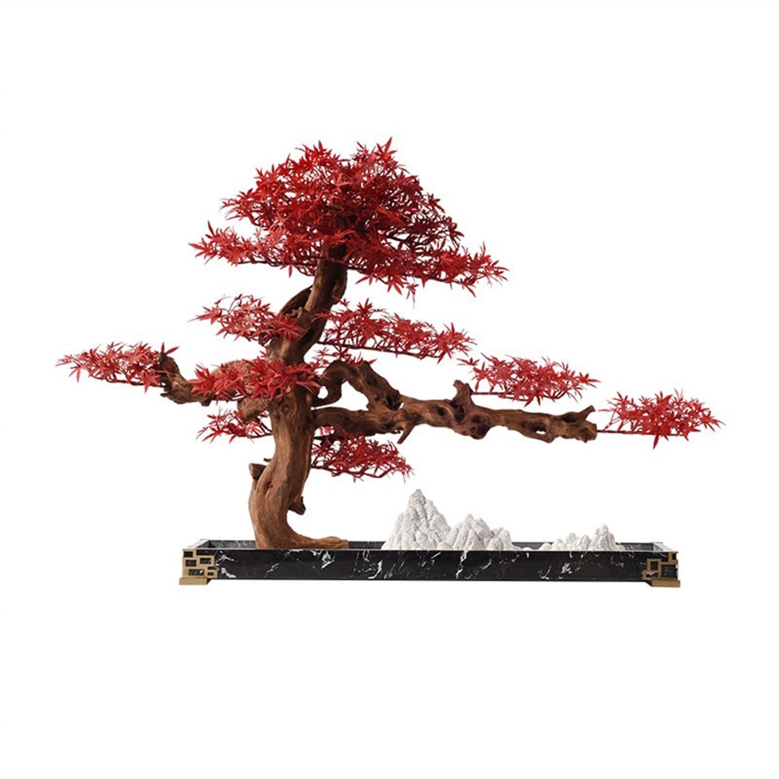 HCZKIUJY Artificial Plants Zen Simulation Red Maple Leaf Ornaments Entrance Study Office Coffee Table Bonsai Ornaments Upscale Decorations Fake Plants Decor