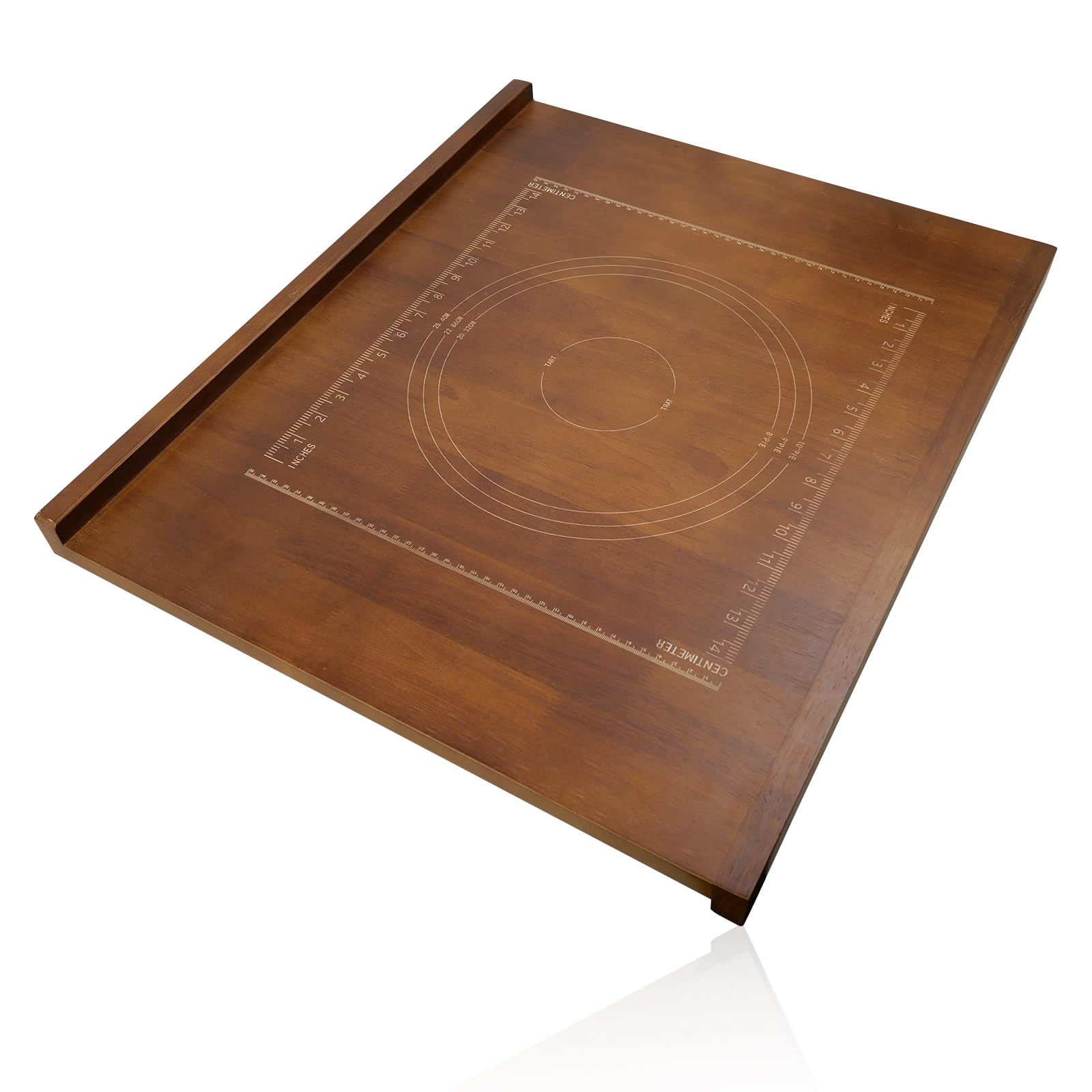 24" x 20" Reversible Wooden Pastry Board Wood Pasta Board with Lip Bread Board Cutting Board Chopping Board Pie Board with Engraved Ruler for Counter Top Kitchen-Brown