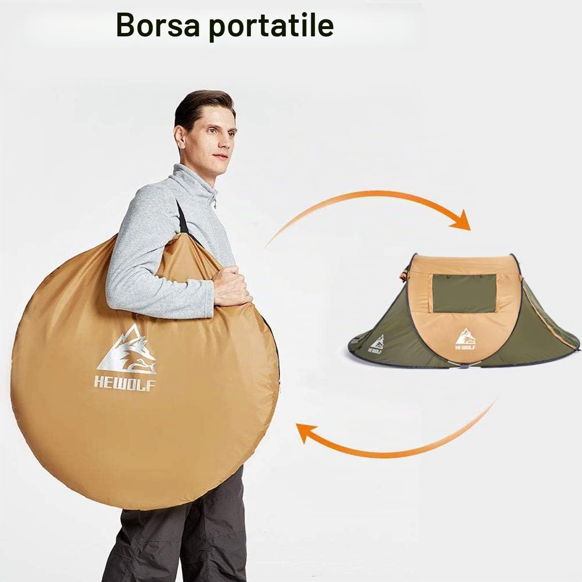 HEWOLF- Tenda automatica pop-up – tenda da spiaggia portatile istantanea, protezione UV, riparo dal sole per spiaggia, campeggio, escursionismo.