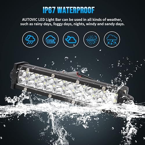 Miniatura 4 de AUTOVIC Kit de barra de luz para motocicleta, kit universal de barra de luz de motocross de 60 W con soportes de montaje e interruptor para CRF250F