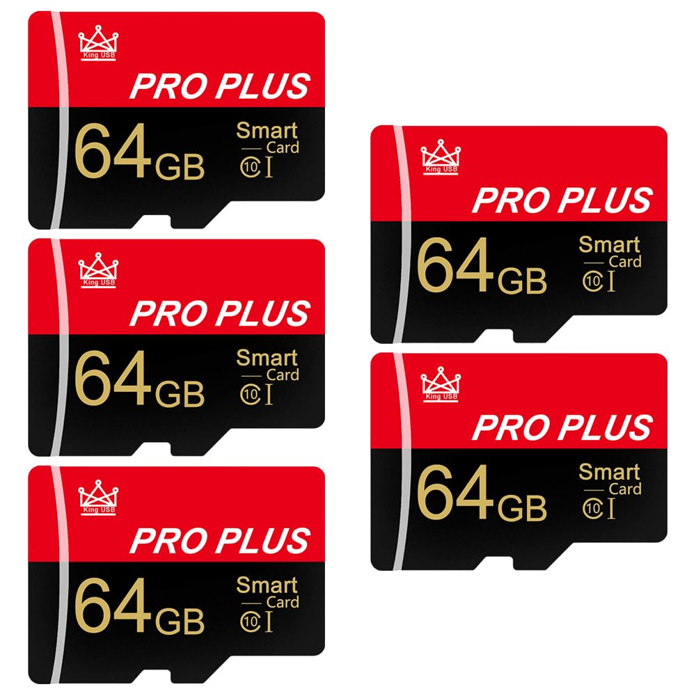 5 Pack Speicherkarte 64GB with Adapter, High Speed Memory Card, UHS-I C10 A1 Memory TF Card for Tablet/Mobile Phone/Camera/Car Audio/Game Console (TF295 64GB-5 Pack)