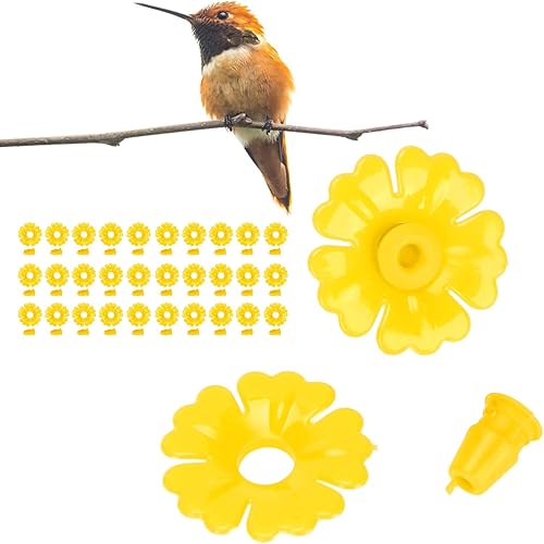Miniatura 9 de Juego de 30 comederos de colibríes de repuesto, piezas de pétalos, suministros de pétalos, puertos de alimentación, alimentador de pájaros,