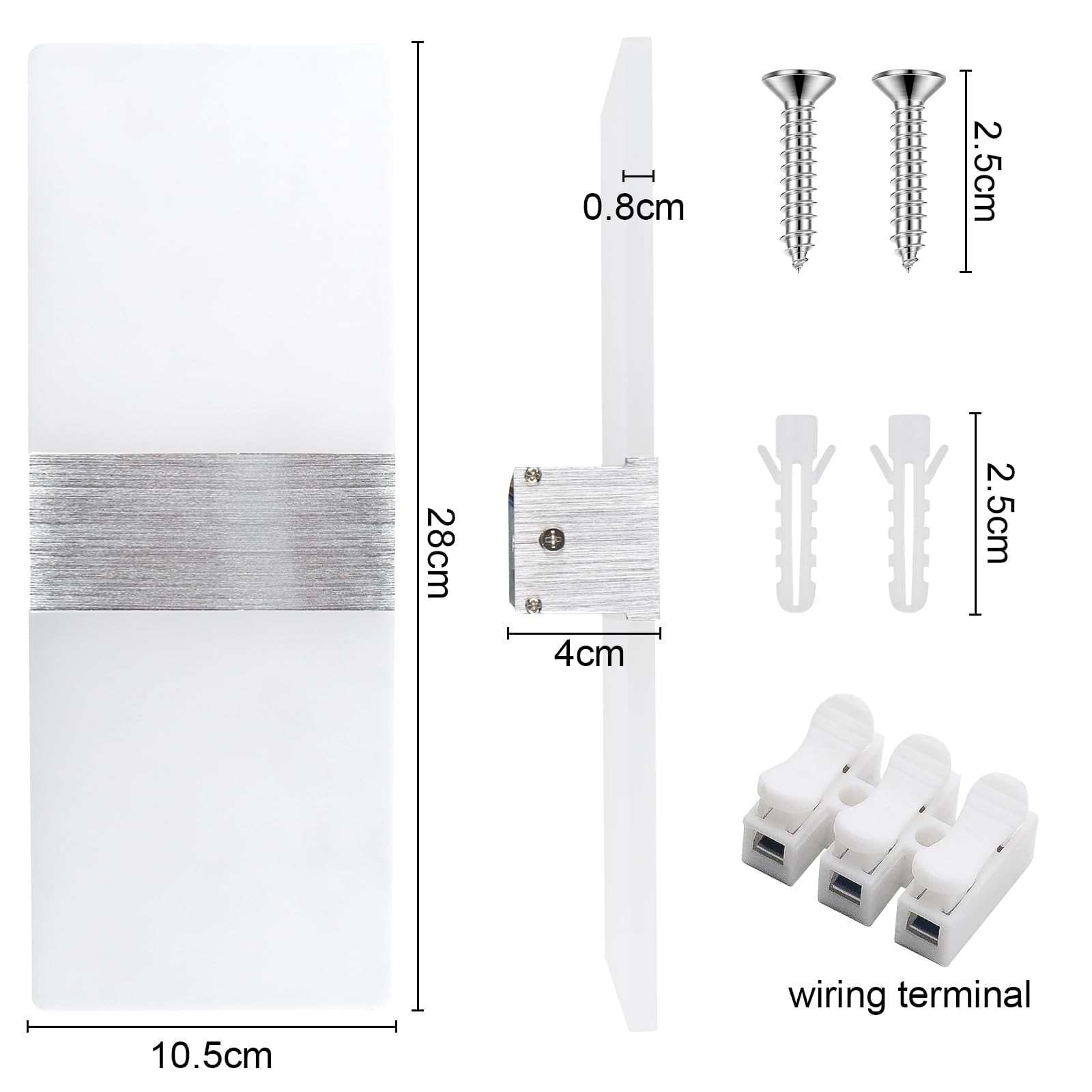 KingYH Appliques Murales LED Intérieure 12W Moderne Lampes Murale Blanc Froid 6500K Interieur Illuminazione Haut Vers le Bas Éclairage Applique avec Fil de Terre pour Chambre Salon Escalier Couloir