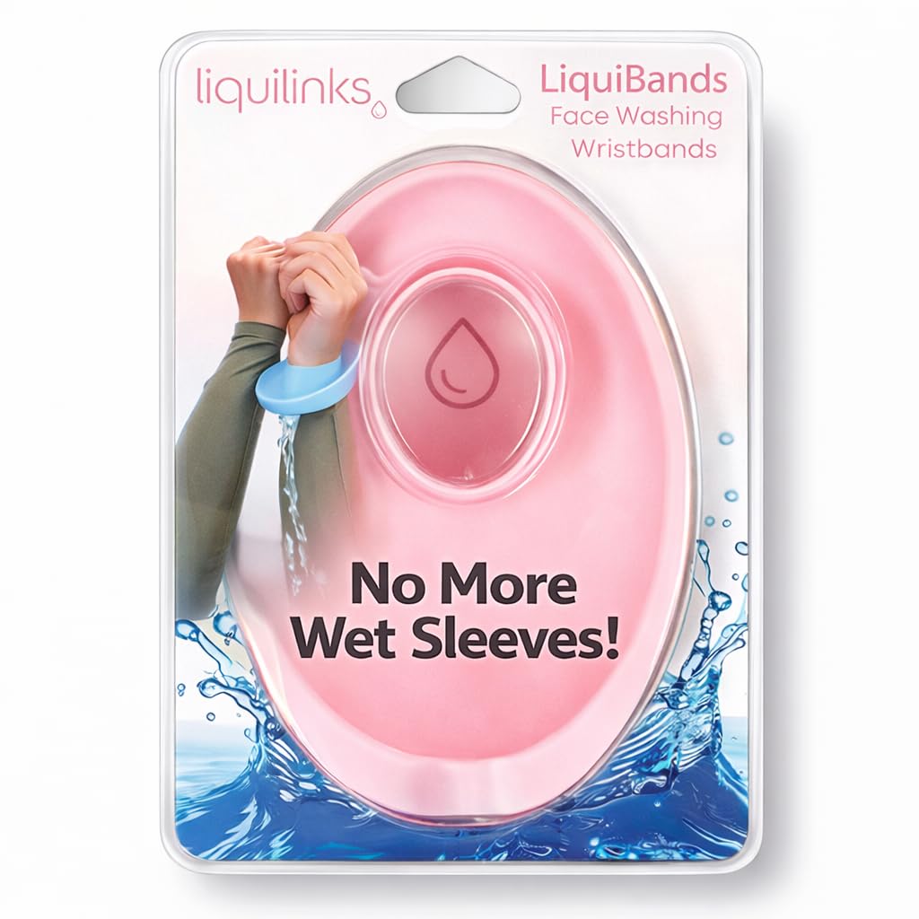 LiquiBands Face Washing Wristbands – No More Wet Sleeves - Silicone Spa Bands to Catch Water Drips – Travel Accessory, Esthetician Essential, & Teen