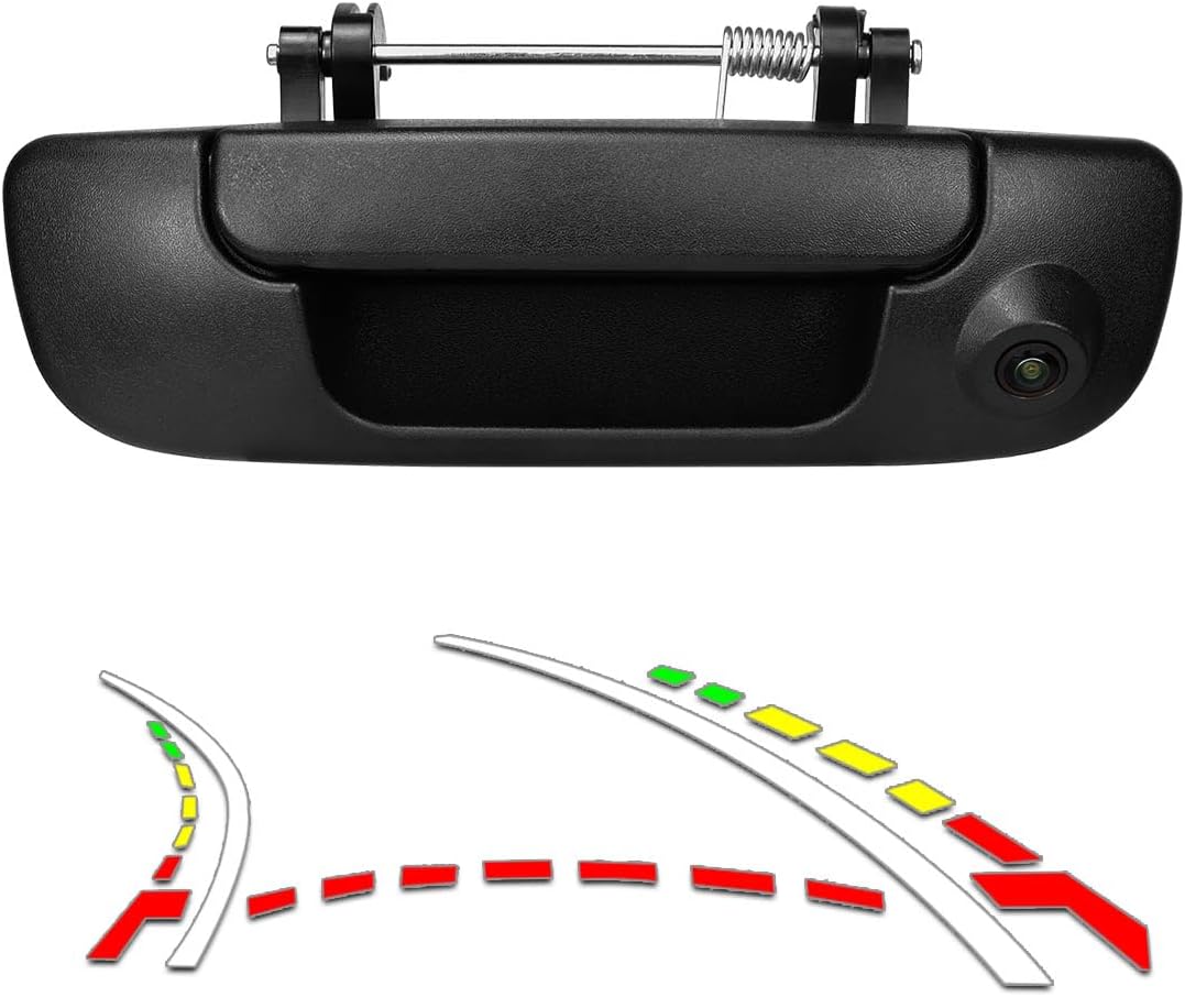 Tailgate Handle Reverse Backup Camera Replacement for Dodge Ram 2002-2008 Ram 1500, 2500, 3500, GreenYi AHD 720P Pickup Rear View Parking Camera with Trajectory Guideline