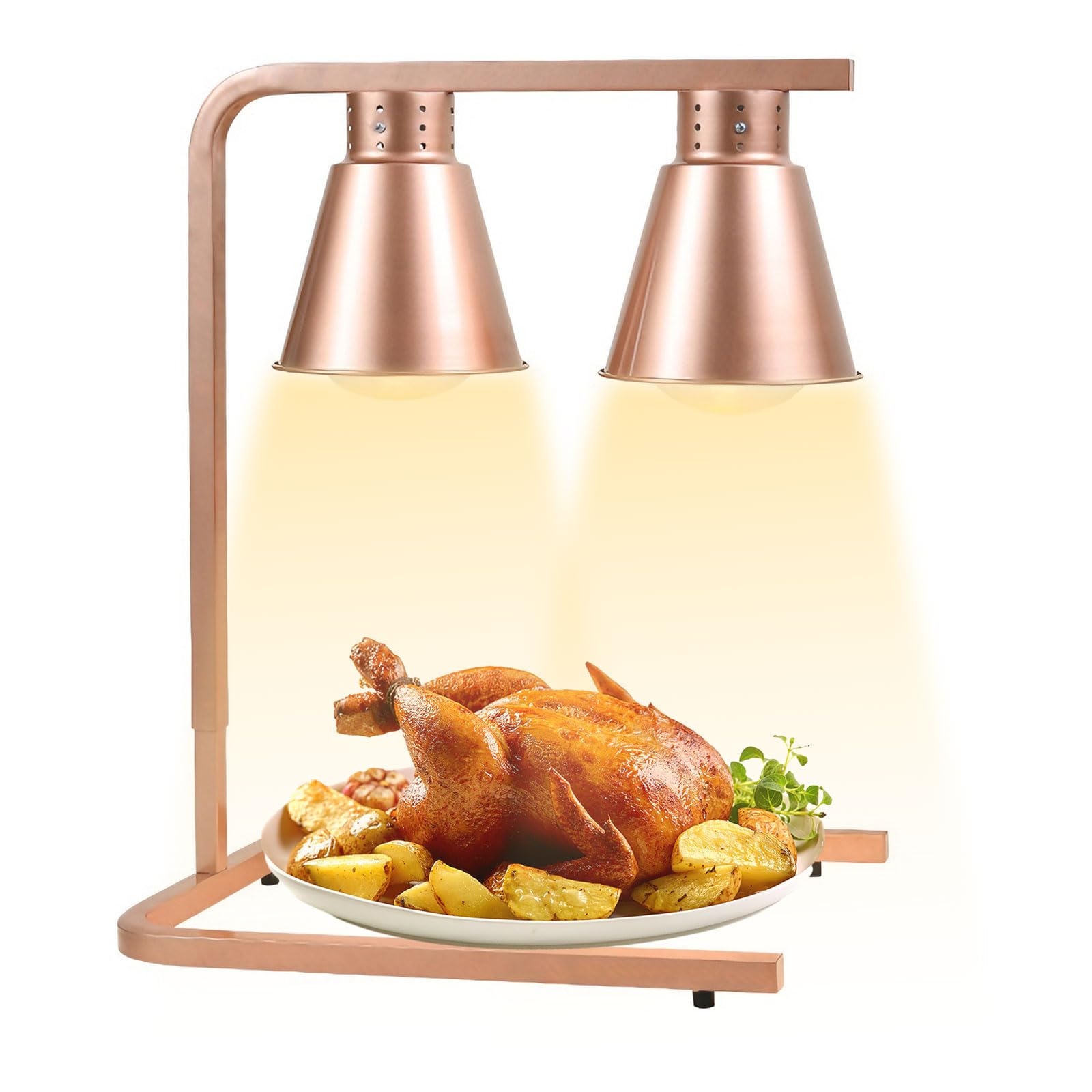 2 lampade per il riscaldamento di alimenti, scaldabagno, 3 segmenti regolabili in altezza, 2 lampade riscaldanti a infrarossi da 250 W, per caffetteria, cucina, ristorante, hotel (doppia