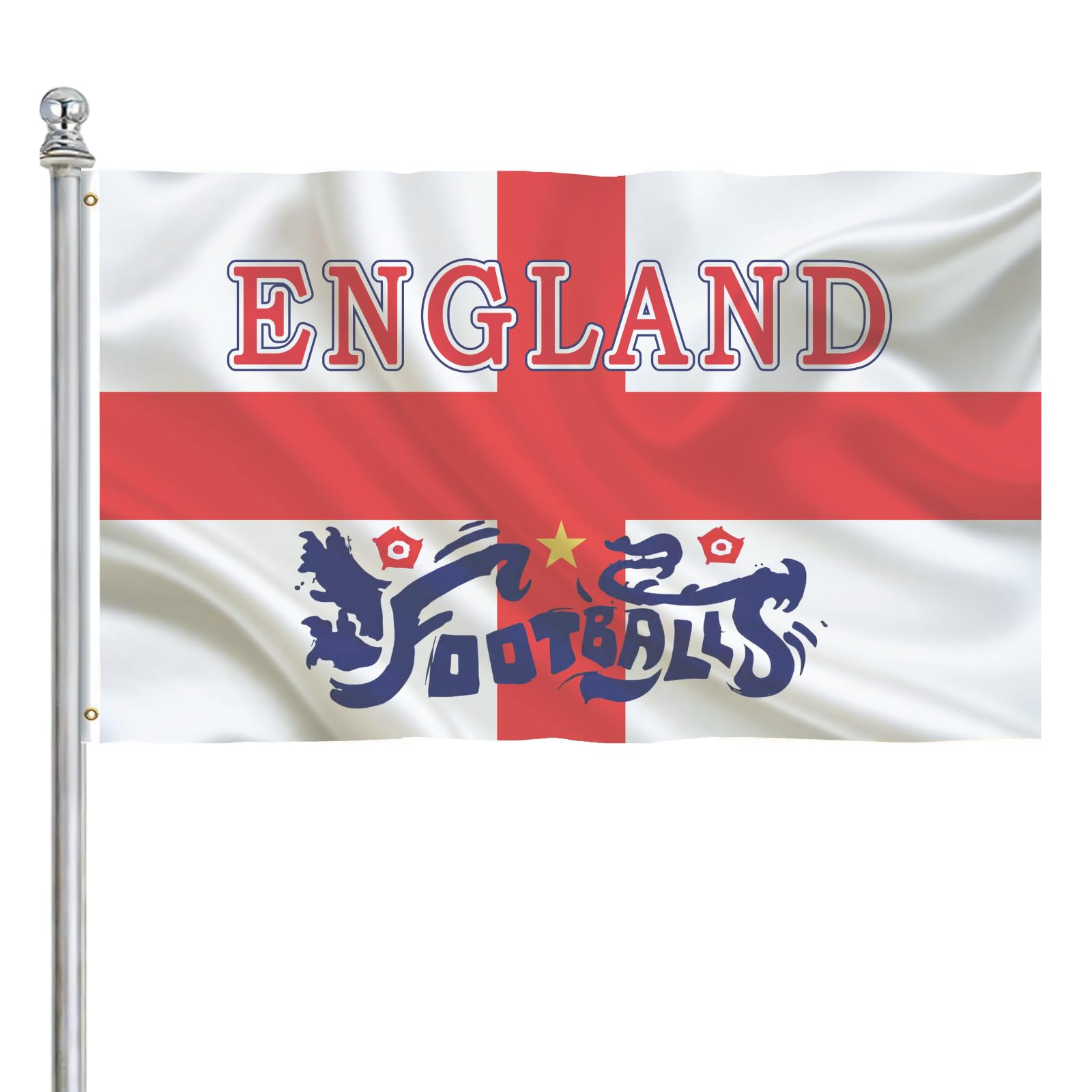 2026 England Football Flag Sports Football Flags 5x3FT Supporter Fan for Events Field Match Cheering Memorabilia Banner