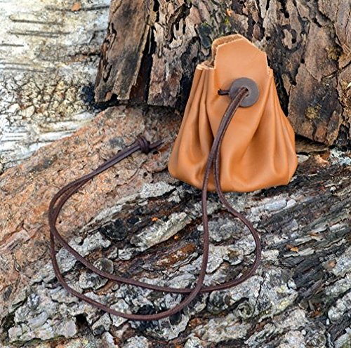 Pera Peris Großer Mittelalter-Lederbeutel aus weichem Rindsnappa-Leder Farbe Hellbraun