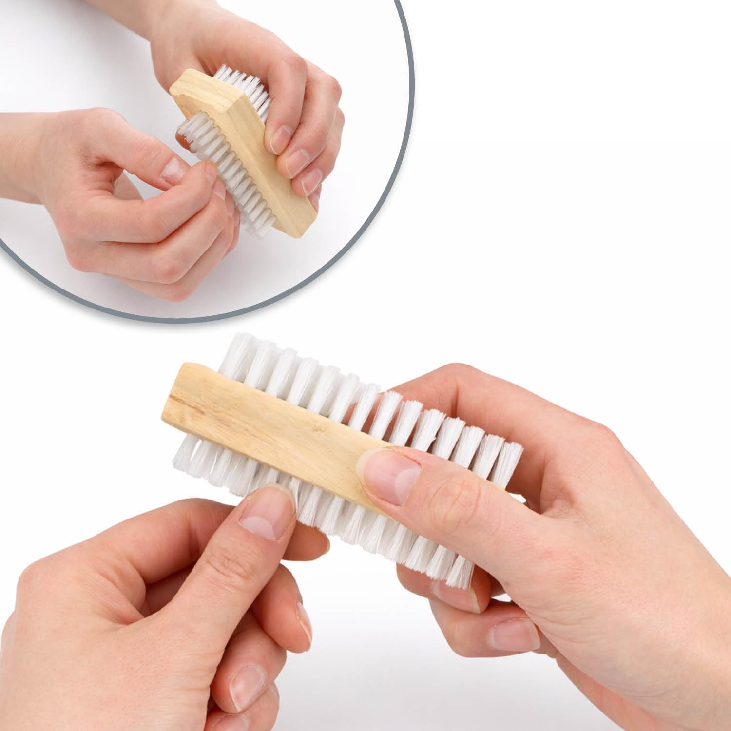 COM-FOUR® 3x szczoteczka do rak - drewniana szczoteczka do paznokci - dwustronna szczoteczka do mycia rak - szczoteczka do czyszczenia dloni i paznokci