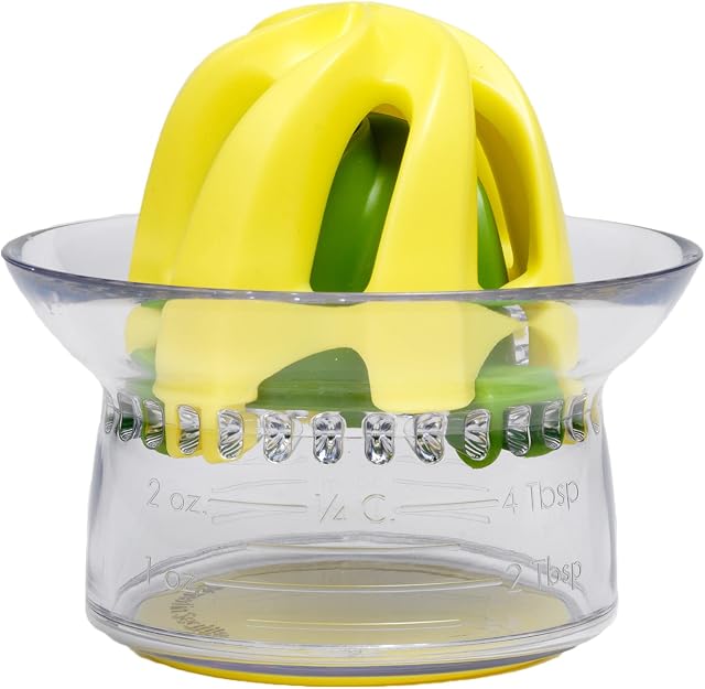 Chef'n Juicester Jr. 2 in 1 Citrus Juicer with Measuring Cup for Fresh Fruit Juice, Smoothies, Cooking & Baking, 9 x 8 cm