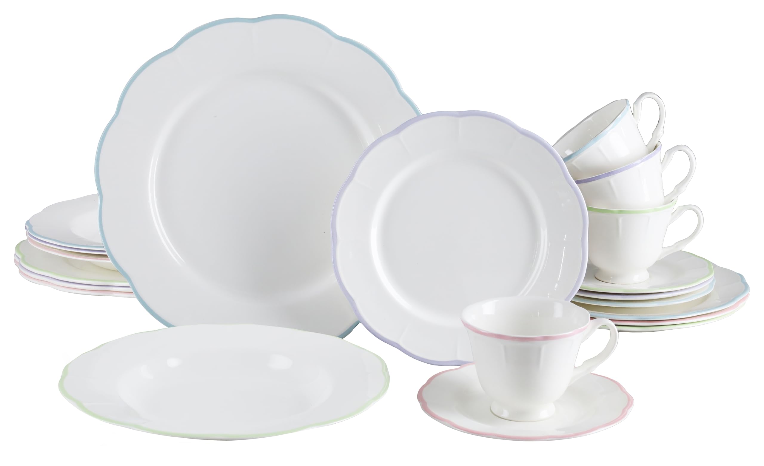 CreaTable, 24840, seria Florine, 20-częściowy zestaw naczyń dla 4 osób, serwis kombi z kamionki, nadaje się do mycia w zmywarce i używania w kuchence mikrofalowej, wysokiej jakości produkcja