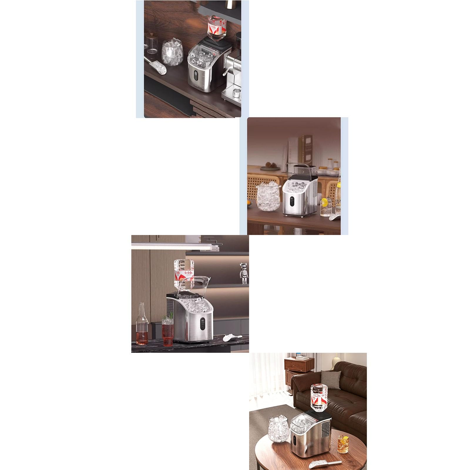 Máquina para Hacer Hielo de Sobremesa, Máquina para Hacer Hielo Portátil, Fabricación de Hielo Temporizada, Autolimpieza con Un Solo Botón, Adecuada para El Hogar Y Cafeterías Pequeñas(B)