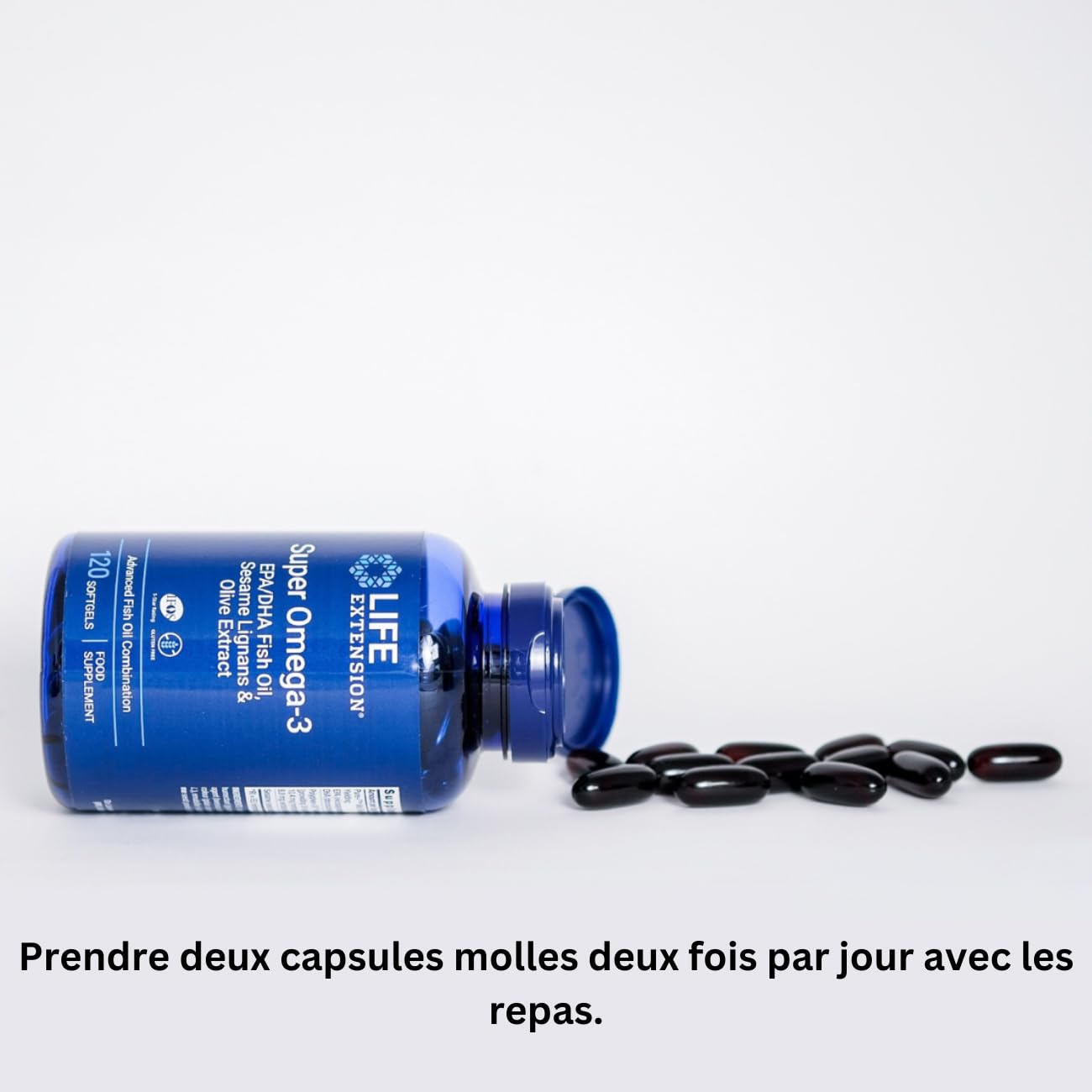 Life Extension - Super Omega-3 Plus EPA/DHA 120 Gélules - Lignanes de Sésame, Extrait d'Olive - Oméga-3 Haute Dose pour la Santé Cardiaque et Cérébrale